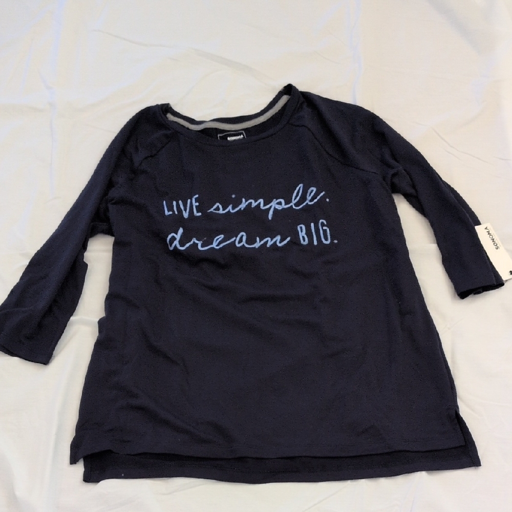 Sonoma Navy Blue Long Sleeve Pajama Top